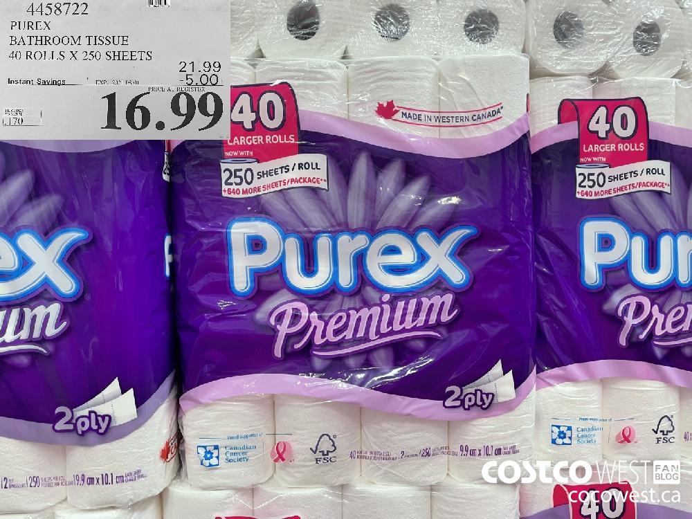 4458722 PUREX BATHROOM TISSUE 40 ROLLS X 250 SHEETS ($5.00 INSTANT SAVINGS EXPIRES ON 2021-08-01) $16.99