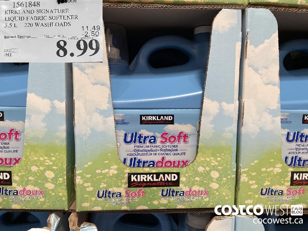 1561848 KIRKLAND SIGNATURE LIQUID FABRIC SOFTENER 5.5L 220 WASHLOADS ($2.50 INSTANT SAVINGS EXPIRES ON 2021-08-08) $8.99