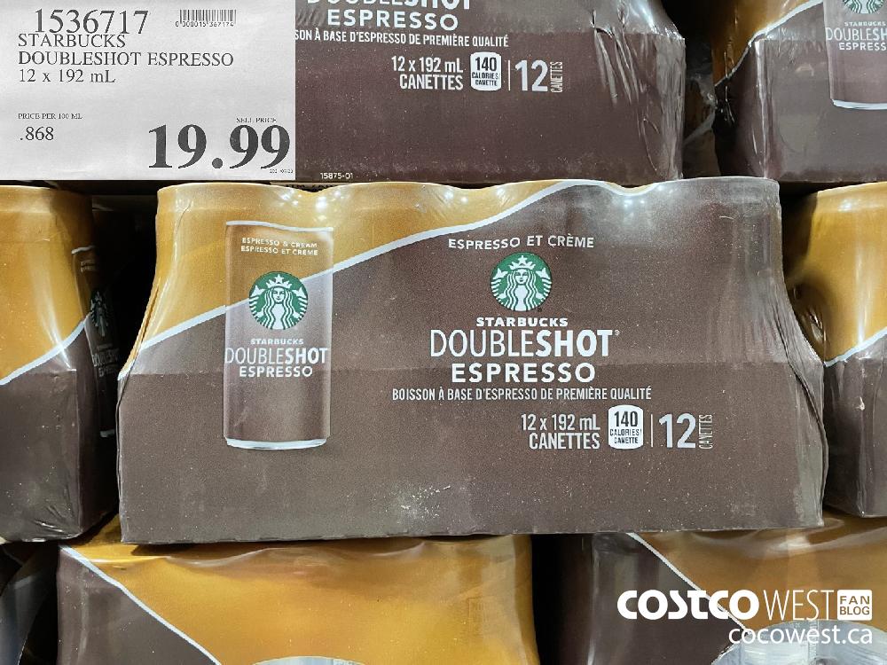 1536717 STARBUCKS DOUBLESHOT ESPRESSO 12 x 192 mL $19.99