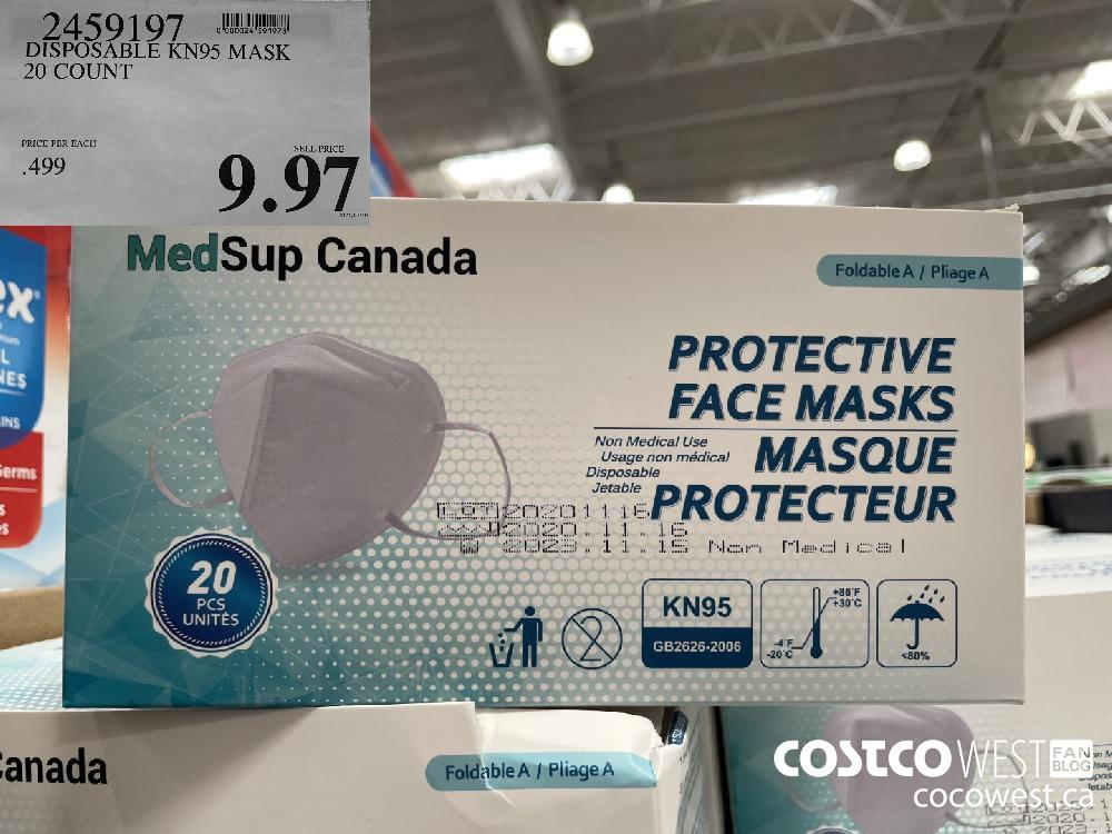 2459197 DISPOSABLE KN95 MASK 20 COUNT $9.97