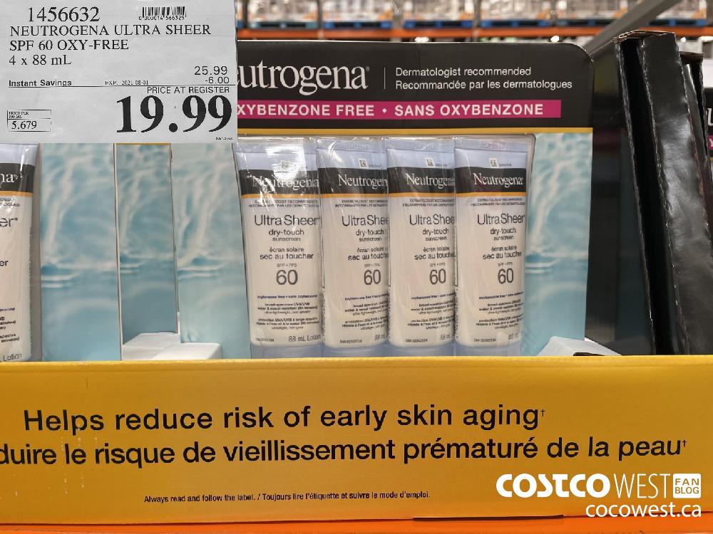 1456632 NEUTROGENA ULTRA SHEER SPF 60 OXY-FREE 4 x 88 mL ($6.00 INSTANT SAVINGS EXPIRES ON 2021-08-01) $19.99