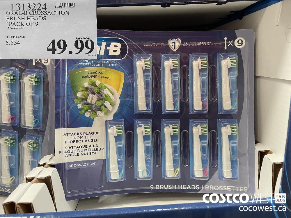 1313224 ORAL-B CROSSACTION BRUSH HEADS PACK OF 9 $49.99