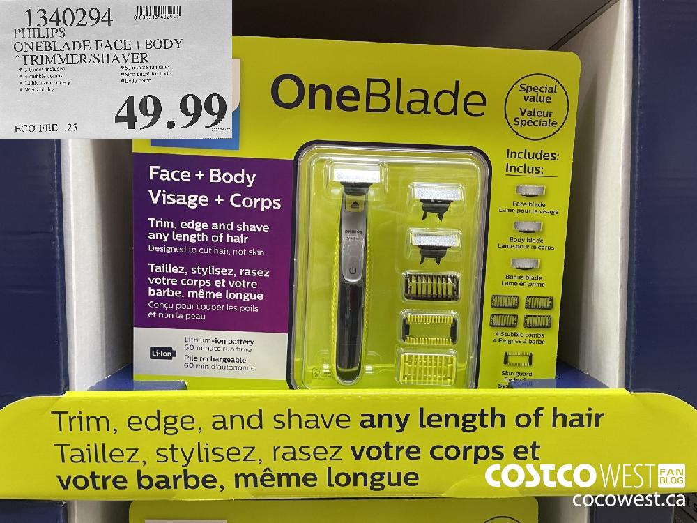 1340294 PHILIPS ONEBLADE FACE+BODY TRIMMER/SHAVER $49.99