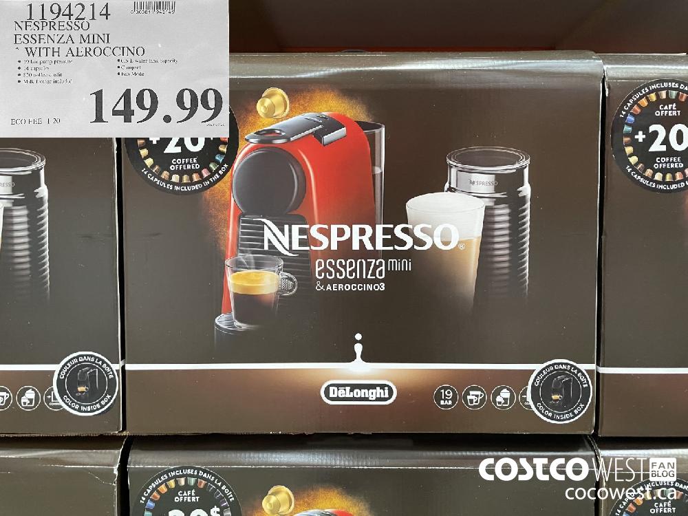 1194214 NESPRESSO ESSENZA MINI WITH AEROCCINO $149.99