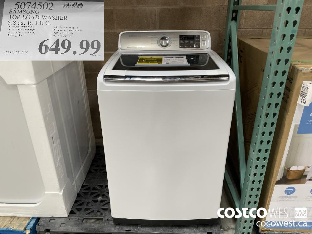 5074502 SAMSUNG TOP LOAD WASHER 5.8 cu. ft. I.E.C. $649.99