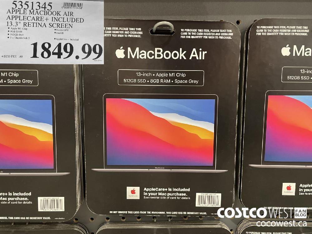 5351345 APPLE MACBOOK AIR APPLECARE+ INCLUDED 13.3" RETINA SCREEN $1849.99