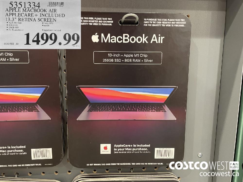 5351334 APPLE MACBOOK AIR APPLECARE+ INCLUDED 13.3" RETINA SCREEN $1499.99