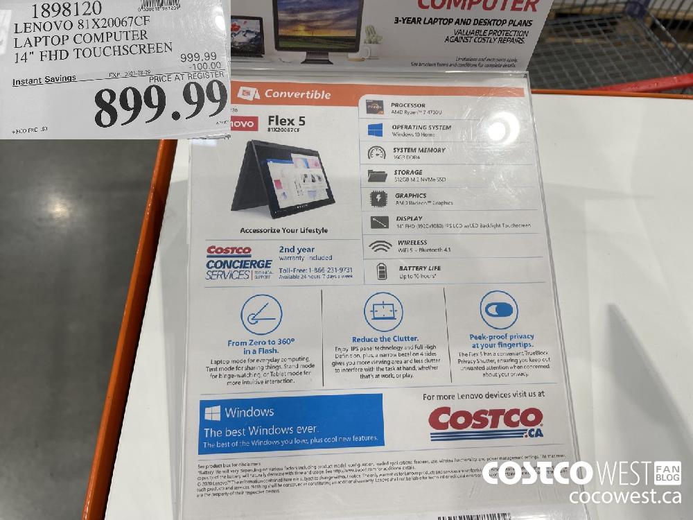 1898120 LENOVO 81X20067CF LAPTOP COMPUTER 14" FHD TOUCHSCREEN ($100.00 INSTANT SAVINGS EXPIRES ON 2021-08-29) $899.99