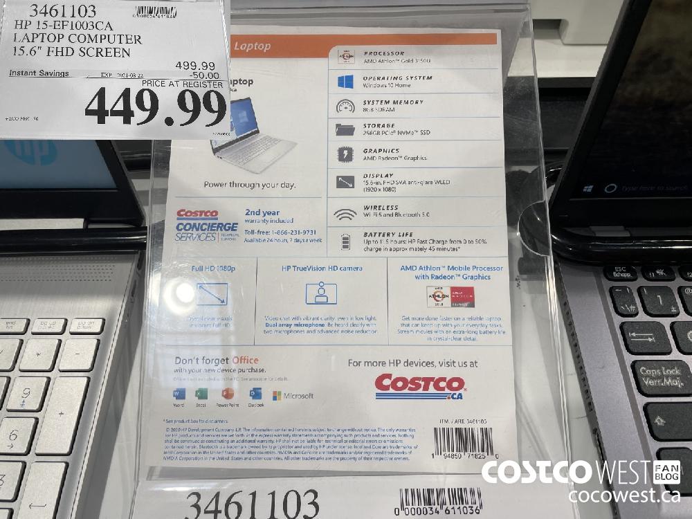 3461103 HP 15-EF1003CA LAPTOP COMPUTER 15.6" FHD SCREEN ($50.00 INSTANT SAVINGS EXPIRES ON 2021-08-22) $449.99
