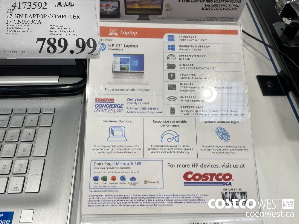 4173592 HP 17.3IN LAPTOP COMPUTER 17-CN0003CA $789.99