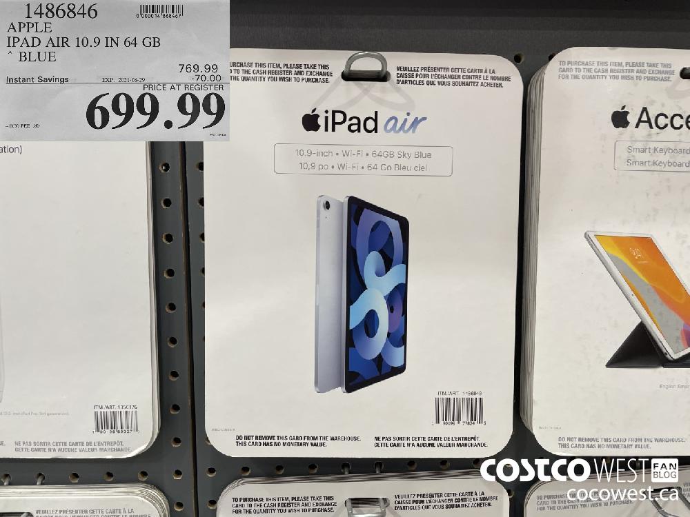 1486846 APPLE IPAD AIR 10.9 IN 64 GB BLUE ($70.00 INSTANT SAVINGS EXPIRES ON 2021-08-29) $699.99