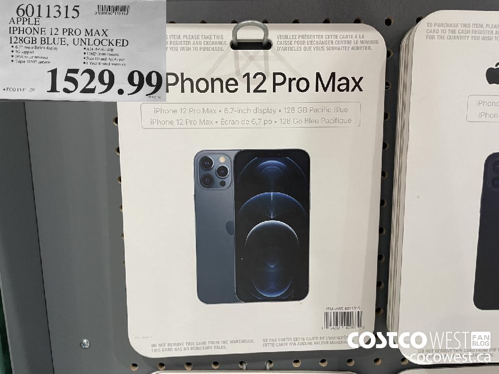 6011315 APPLE IPHONE 12 PRO MAX 128GB BLUE, UNLOCKED $1529.99