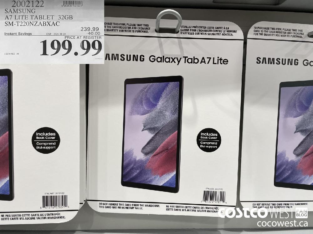 2002122 SAMSUNG A7 LITE TABLET 32GB SM-T220NZABXAC ($40.00 INSTANT SAVINGS EXPIRES ON 2021-08-29) $199.99