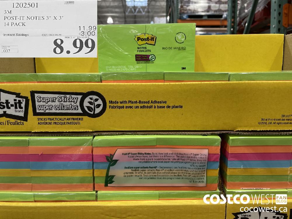 1202501 3M POST-IT NOTES 3" X 3" 14 PACK ($3.00 INSTANT SAVINGS EXPIRES ON 2021-08-29) $8.99