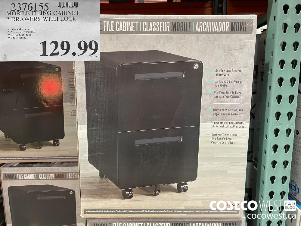 2376155 MOBILE FILING CABINET 2 DRAWERS WITH LOCK $129.99