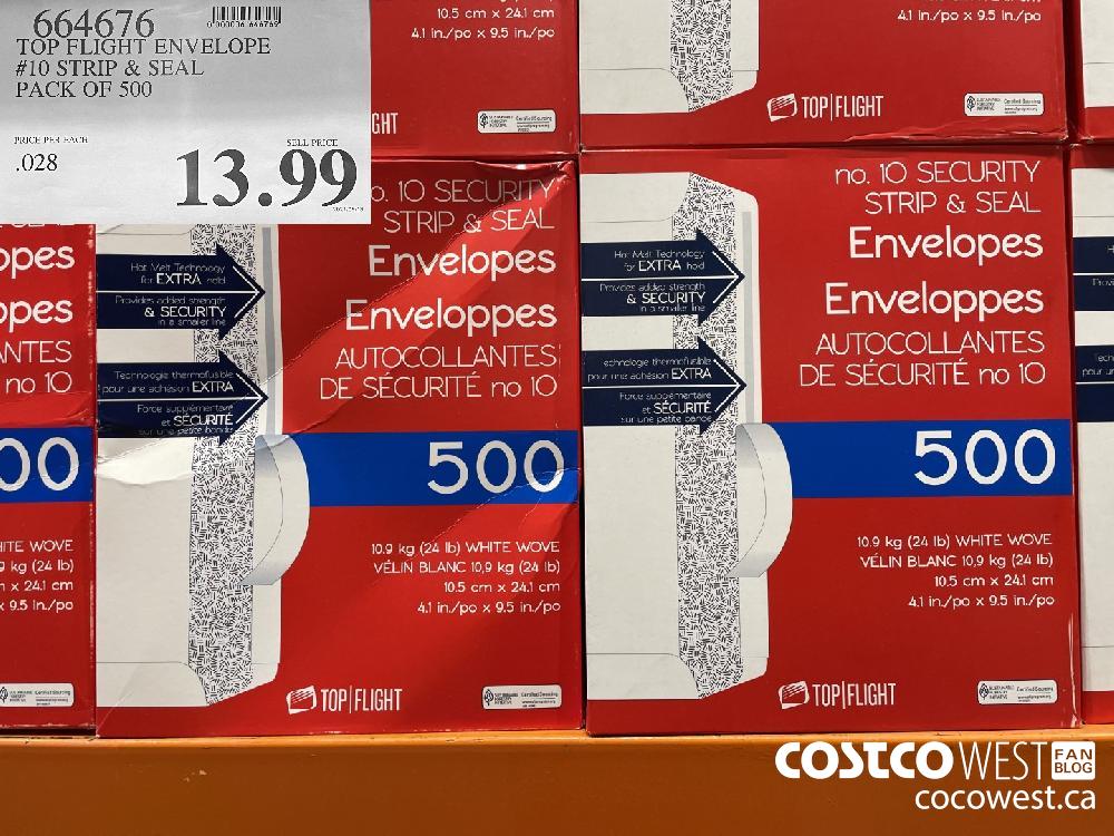 664676 TOP FLIGHT ENVELOPE #10 STRIP & SEAL PACK OF 500 $13.99