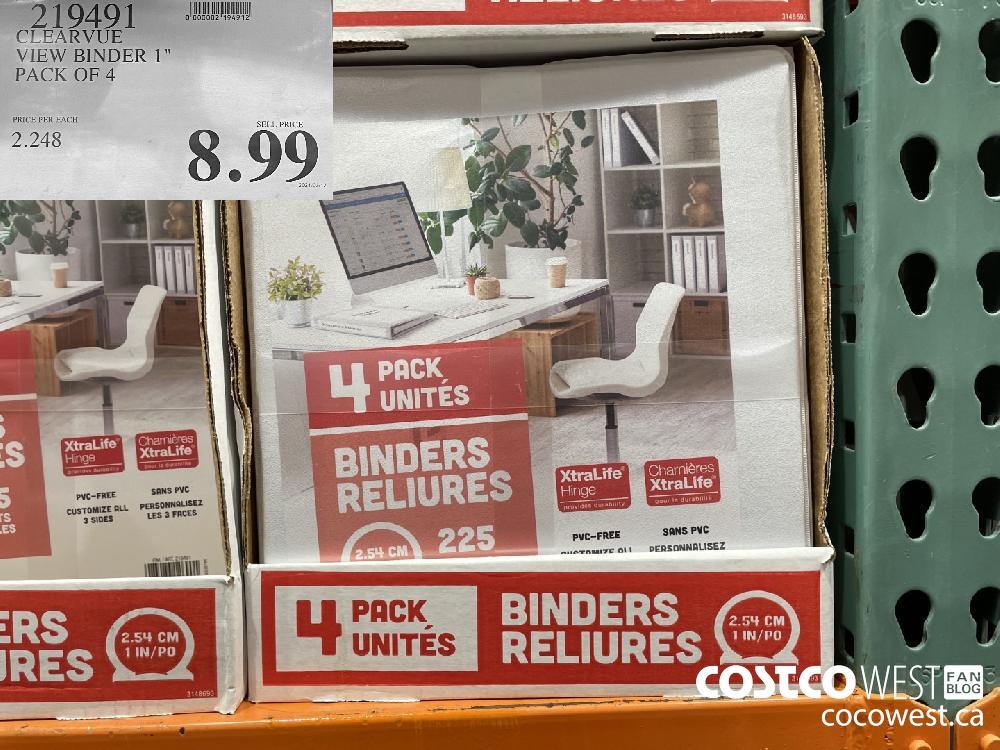 219491 CLEARVUE VIEW BINDER 1" PACK OF 4 $8.99