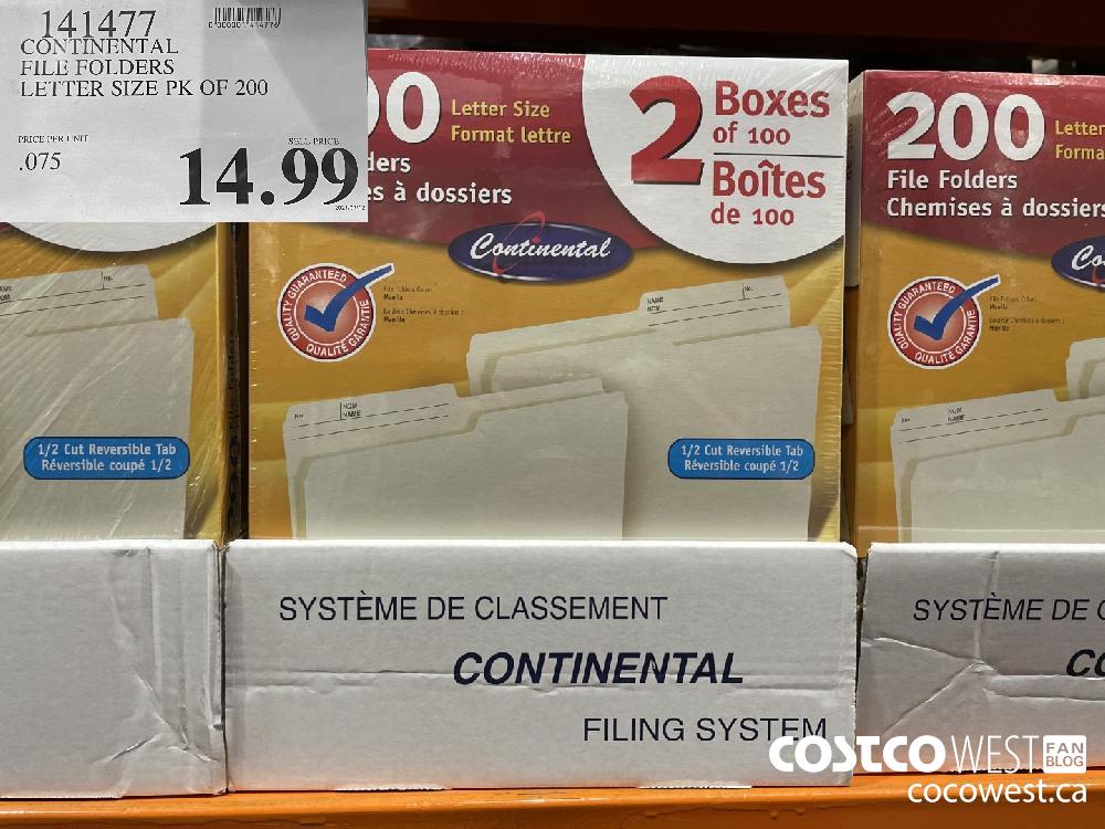 141477 CONTINENTAL FILE FOLDERS LETTER SIZE PK OF 200 $14.99