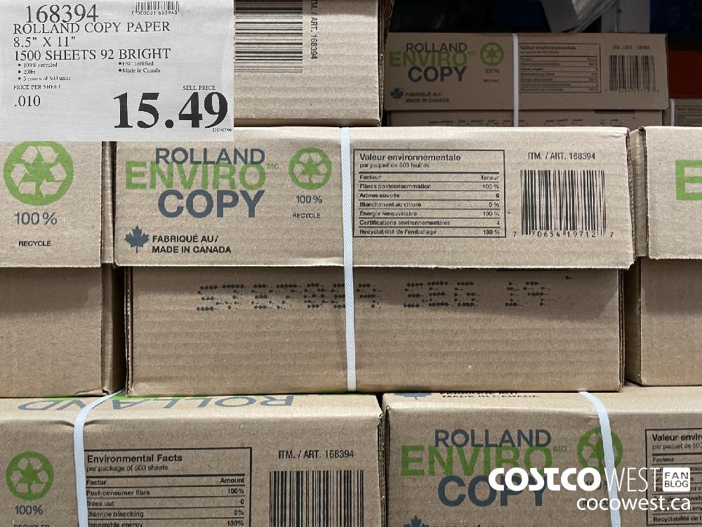 168394 ROLLAND COPY PAPER 8.5" x 11" 1500 SHEETS 92 BRIGHT $15.49