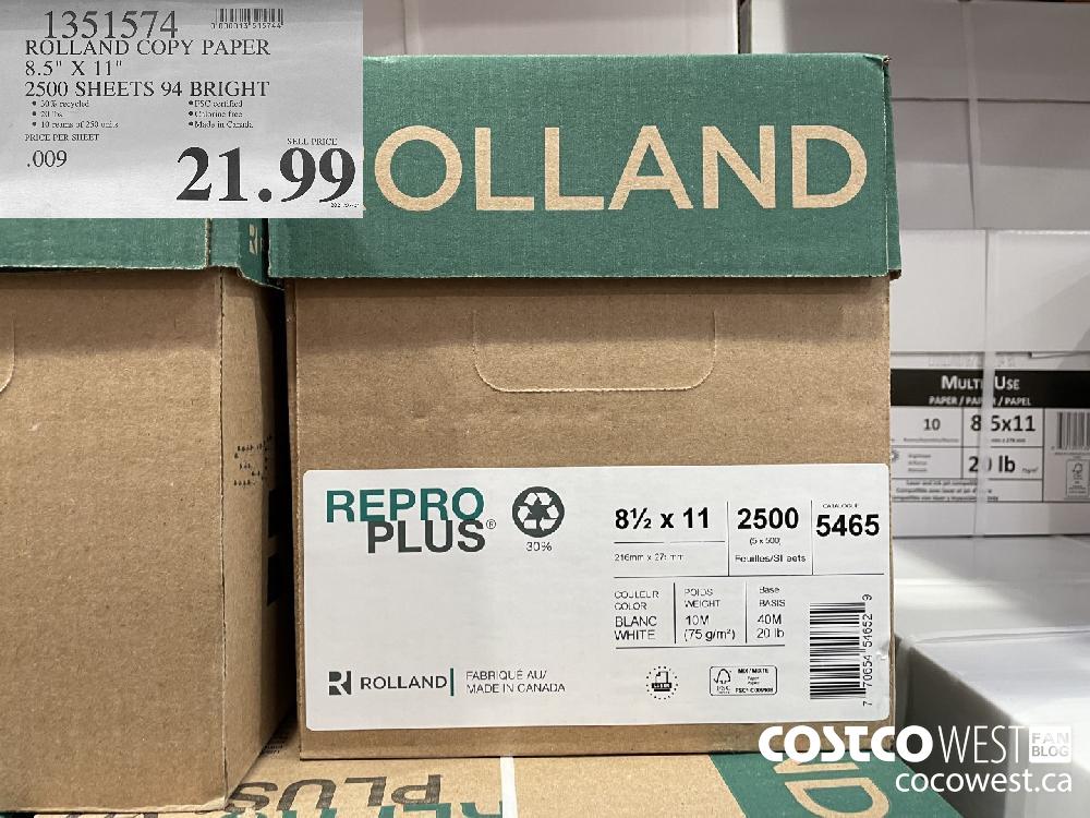 1351574 ROLLAND COPY PAPER 8.5" x 11" 2500 SHEETS 94 BRIGHT $21.99