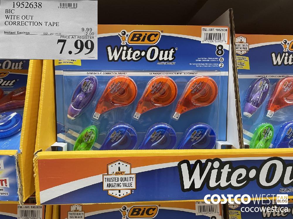 1952638 BIC WITE OUT CORRECTION TAPE 2 00 INSTANT SAVINGS EXPIRES