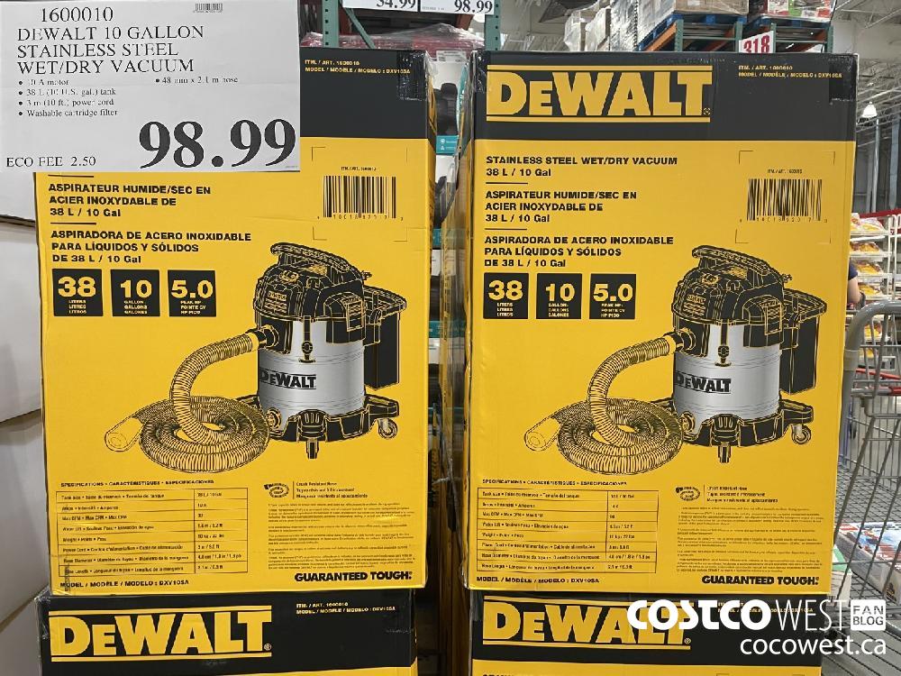 1600010 DEWALT 10 GALLON STAINLESS STEEL WET/DRY VACUUM $98.99