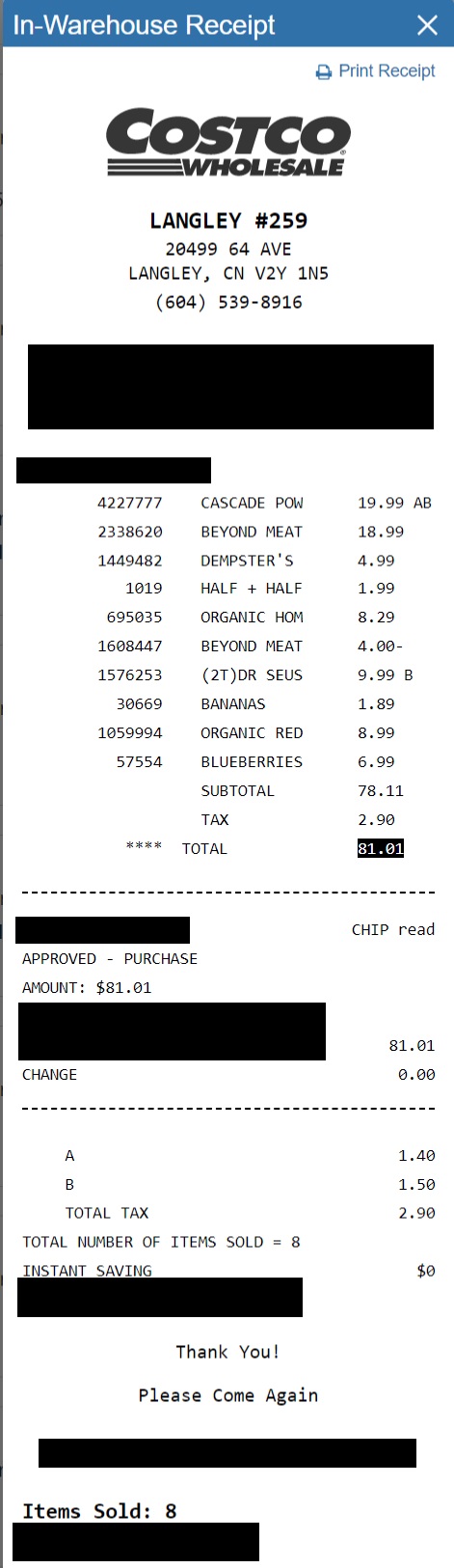 NEW!!! Costco In-Warehouse Receipt History On Costco.ca And Mobile App ...