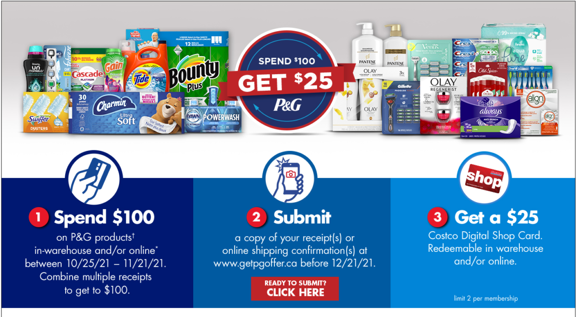 Proctor & Gamble Spend 100 Get 25 Promotion Oct 25 to Nov 21 (All