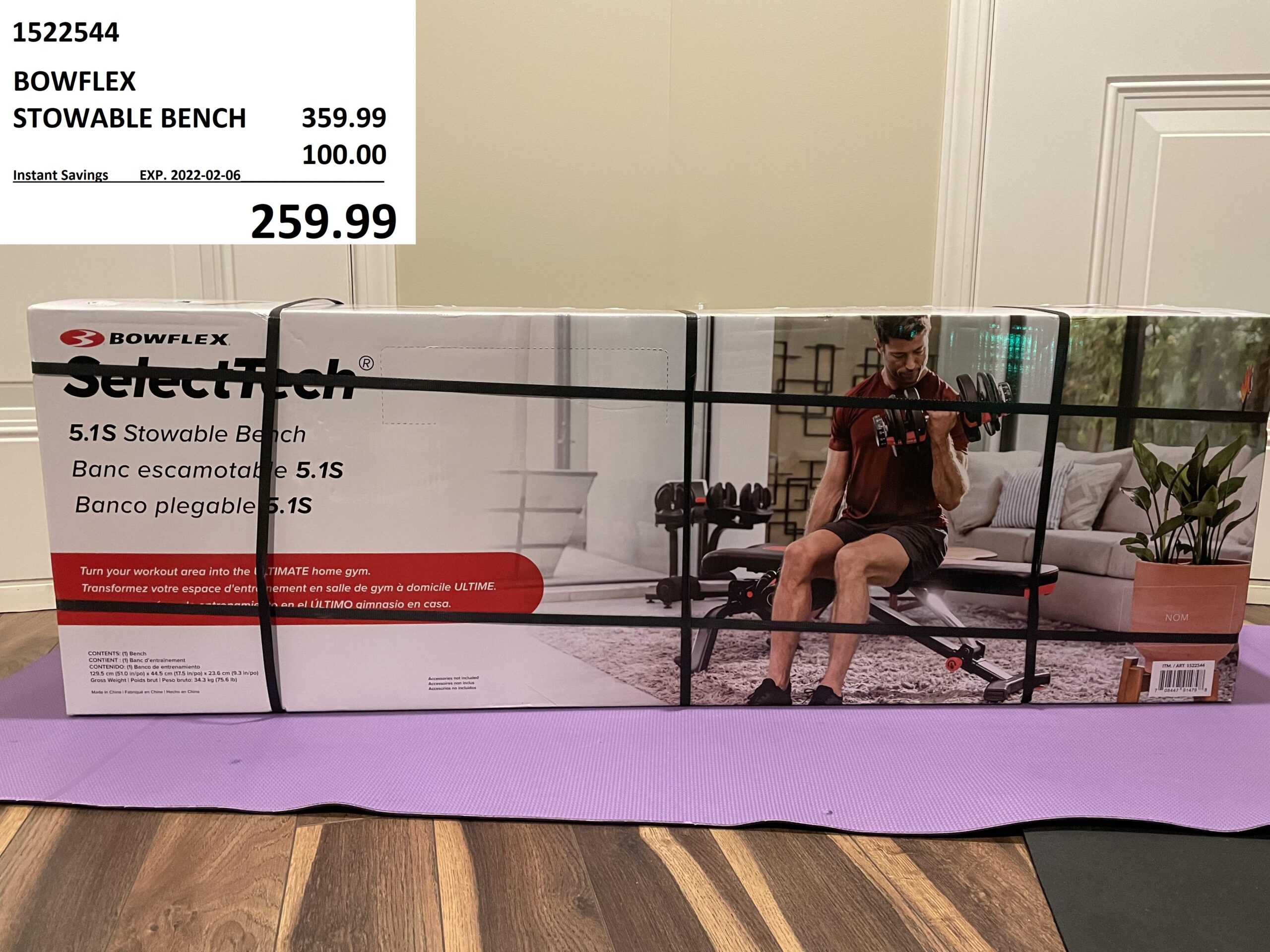 1522544 BOWFLEX BENCH ($100 INSTANT SAVINGS EXPIRES ON 2022-02-06) $259.99