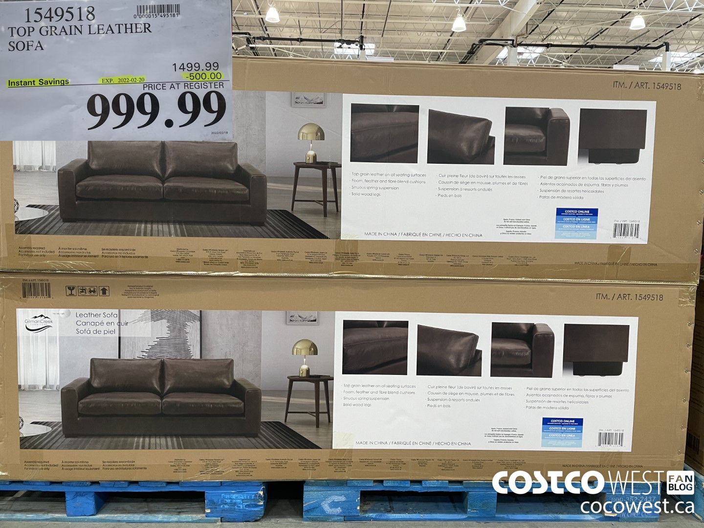 Weekend Update Costco Sale Items For Feb 18 20 2022 For BC AB MB   TOP GRAIN LEATHER SOFA 20220218 81675 