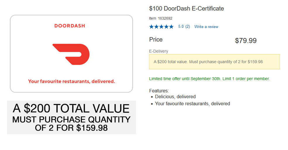 DoorDash Gift Card $100 (Mail Delivery) - Yahoo Shopping