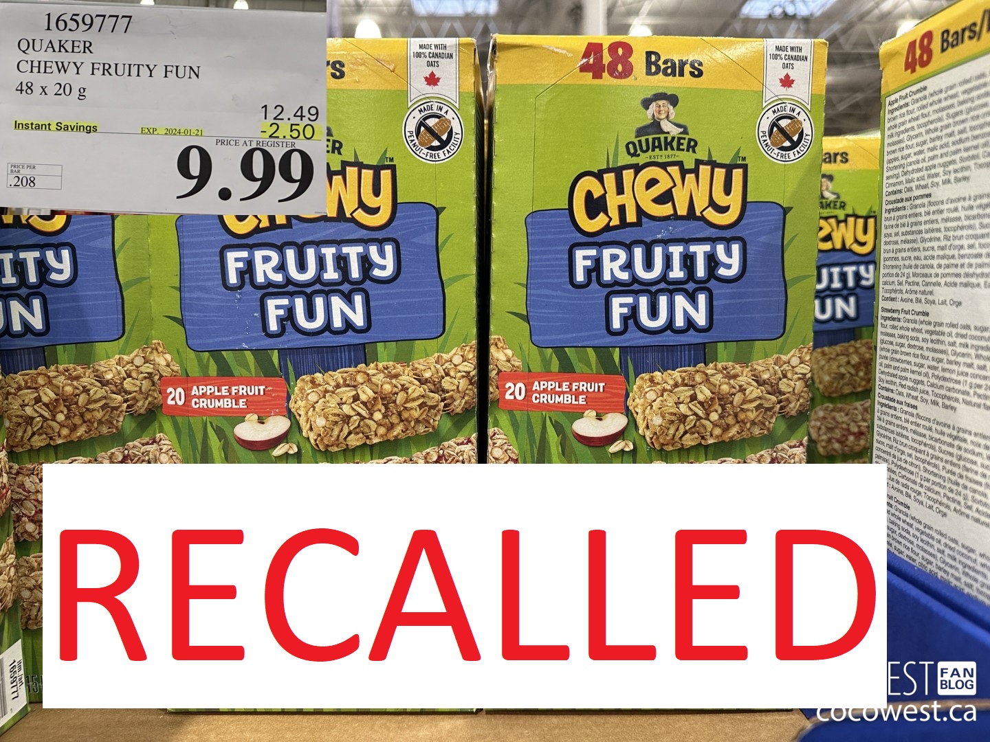 RECALL NOTICE Quaker Granola Bars & Quaker Harvest Crunch for