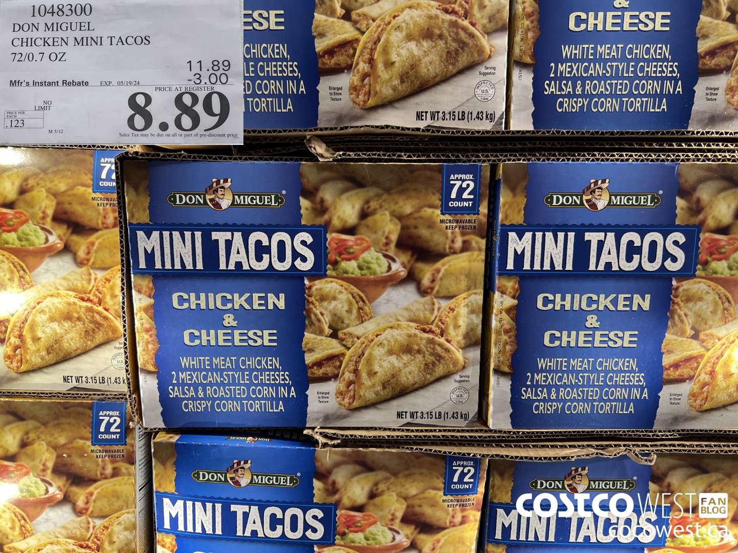 1048300 DON MIGUEL CHICKEN MINI TACOS 72/0.7 OZ ($3.00 INSTANT SAVINGS EXPIRES ON 2024-05-19) $8.89