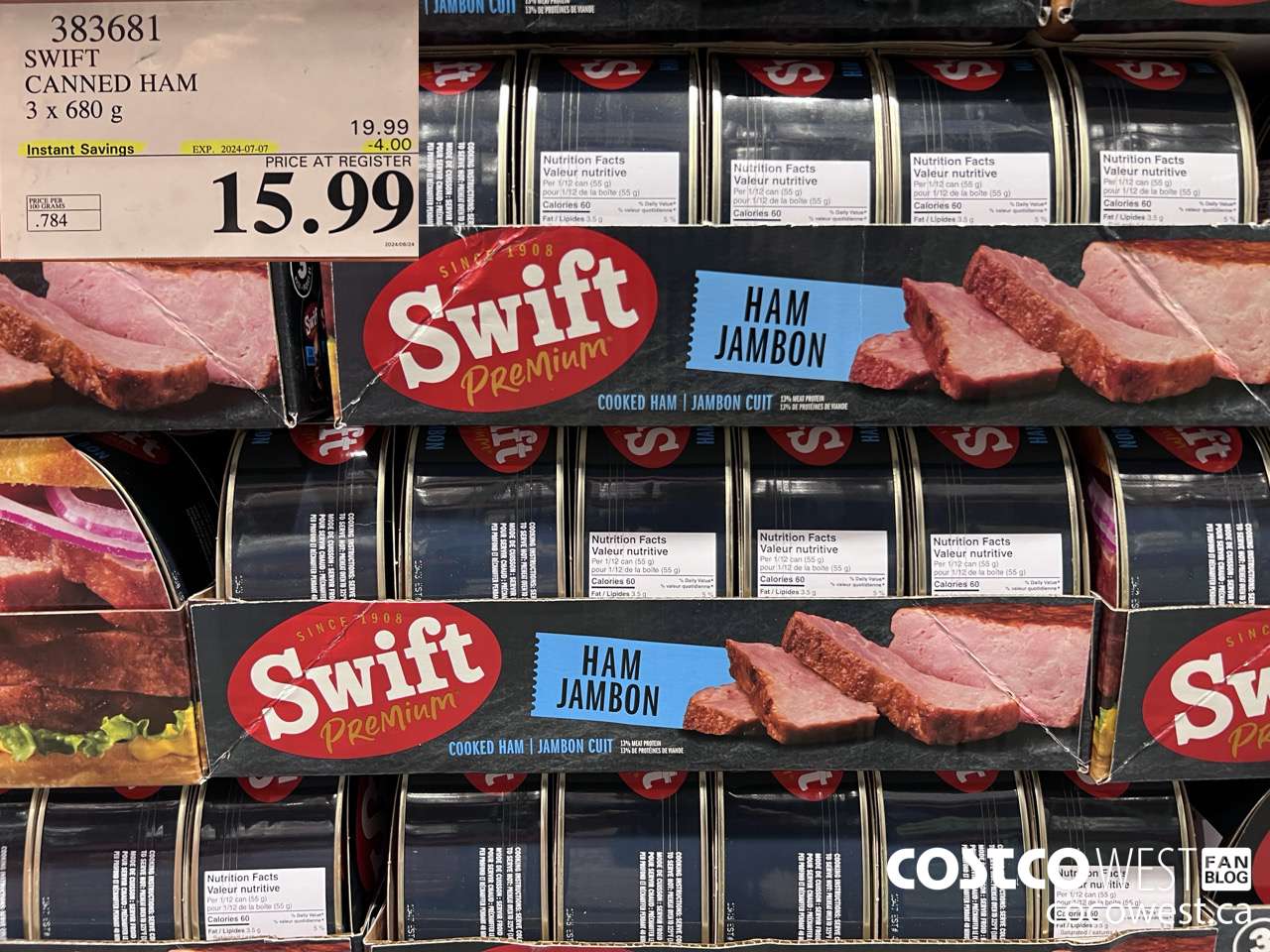 383681 SWIFT CANNED HAM 3 X 680 G ($4.00 INSTANT SAVINGS EXPIRES ON 2024-07-07) $15.99